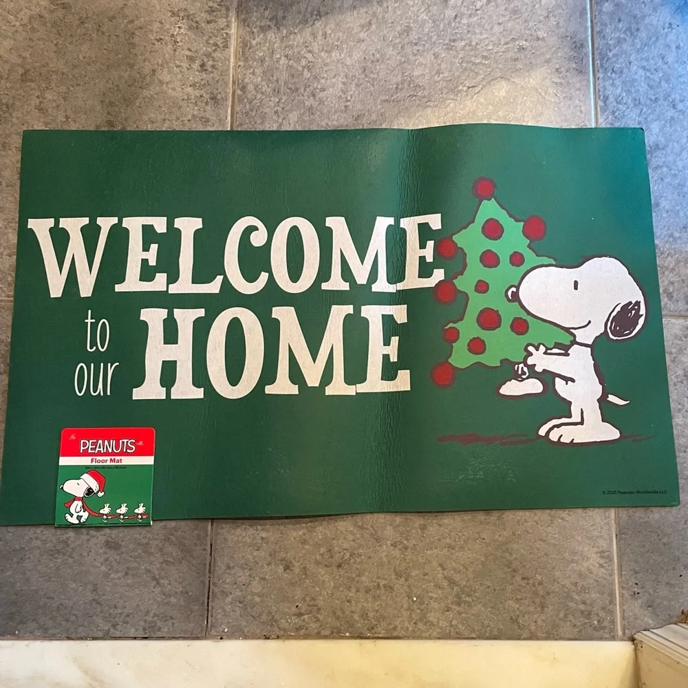 Peanuts snoopy welcome to my home rubber door mat